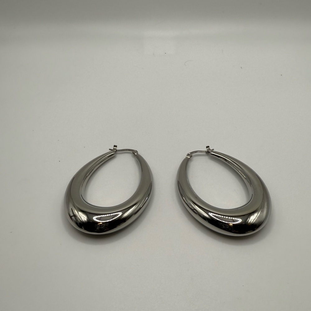 Chisel Stainless Steel Polished Teardrop Hoop Earrings 2.25”